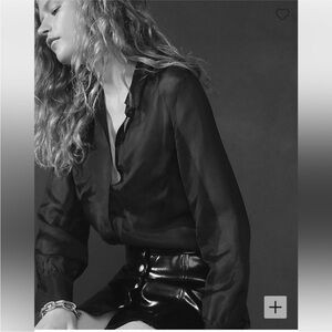 NWT J. Crew Classic Black Sheer Blouse with sleeves tank size 2 - XS/S